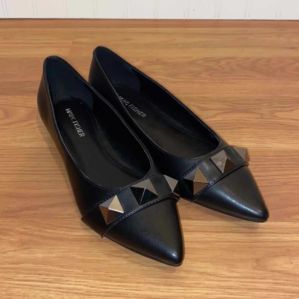 Marc Fisher Black Flats with Gold Studs